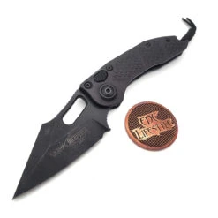 Microtech Knives A S/E Auto Stitch 169-1DLC Flamed Back Spacer USN Special DLC Single Edge - Pre-owned