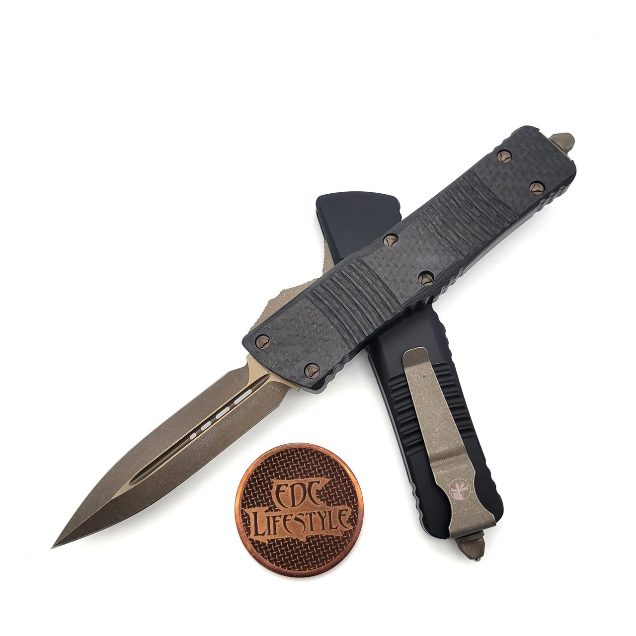 Microtech 142-13APCFS Carbon Fiber Combat Troodon Double Edge Bronze Apocalyptic 1 Microtech 142-13APCFS Carbon Fiber Combat Troodon Double Edge Bronze Apocalyptic