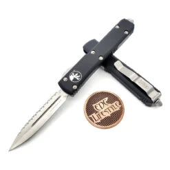 Microtech Ultratech 122-6 Satin Full Serrated Double Edge