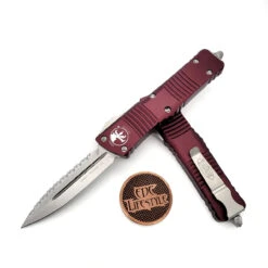 Microtech Combat TroodonMerlot Stonewash Full Serrated 142-12MR