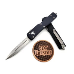 Microtech UTX-70 147-12 Stonewash Double Edge Full Serrated