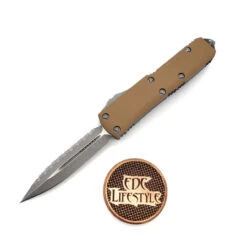 Microtech UTX-85 232-10APGTTAS Double Edge Apocalyptic Tan G-10 Top