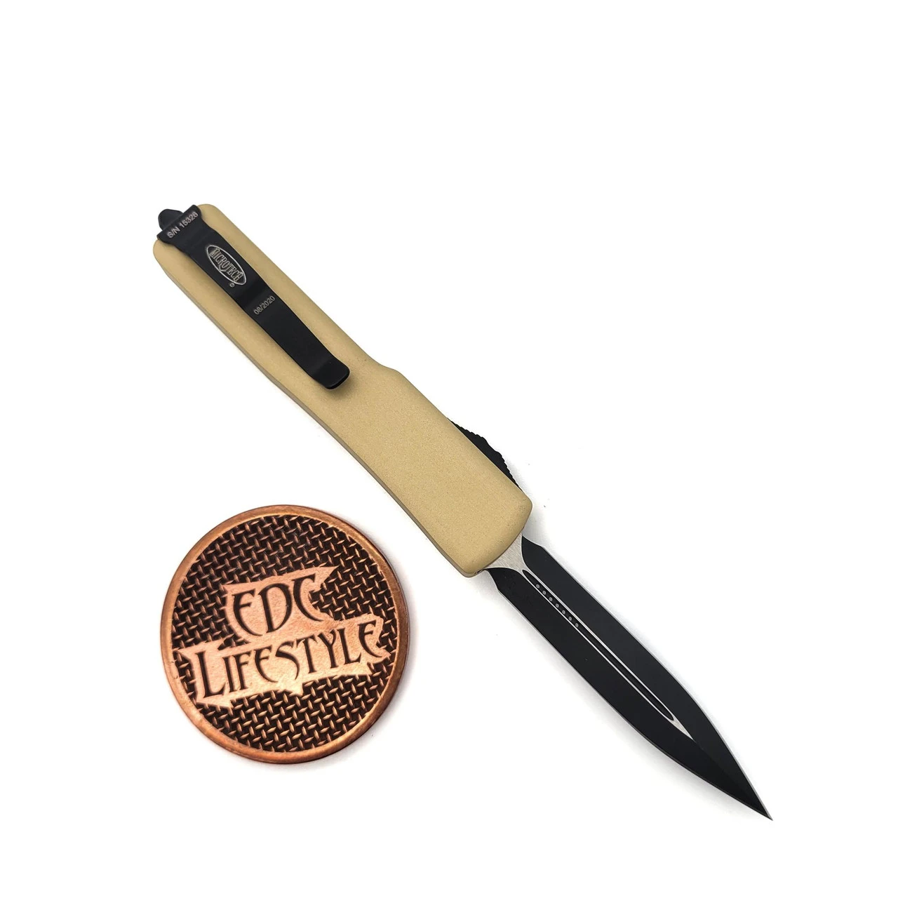 Microtech UTX-70 147-1CG Champagne Gold Double Edge Black Standard 2 Microtech UTX-70 147-1CG Champagne Gold Double Edge Black Standard - Image 2