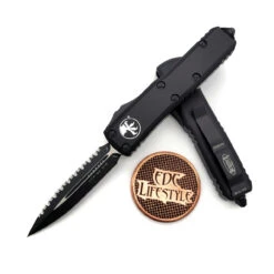 Microtech UTX-85 232-3T Black Tactical Double Edge Standard Full Serrated
