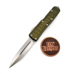 Microtech UTX-85 II 232II-10ODS OD Green Stepside Stonewash Double Edge