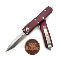 Microtech UTX-85 232-10MR Merlot Stonewash Double Edge
