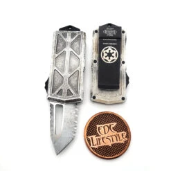 MicrotechExocet 158-3SA Sandtrooper Tanto Full Serrated Exocet OTF Money Clip
