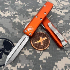 Microtech UTX-85230-10OR Orange Stonewash Double Edge Spartan