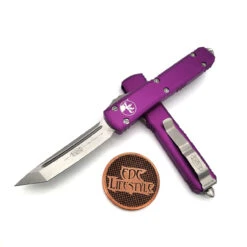 Microtech Ultratech 123-10VI Violet Tanto Edge Stonewash