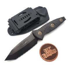 Microtech 114M-3DLCCFS Socom Alpha Mini Fixed DLC Tanto Blade Full Serrated Carbon Fiber Handles