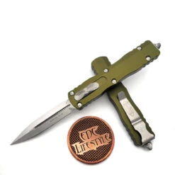 Microtech Dirac 225-10OD OD Green Stonewash Double Edge