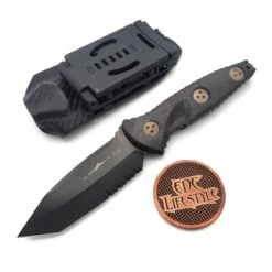 Microtech 114M-2DLCCFS Socom Alpha Mini Fixed DLC Tanto Blade Partial Serrated Carbon Fiber Handles