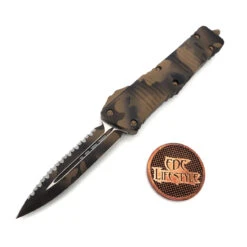 Microtech Combat Troodon 142-3CCS Double Edge Coyote Camo Cerakote Handle/Blade Full Serrated