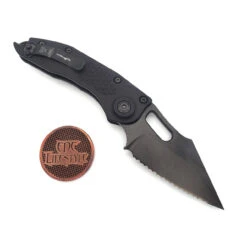 Microtech Borka Auto Stitch A S/E 169-3DLCTS DLC Full Serrated Standard DLC Hardware Pre-owned Serial 009 -Microtech Shop 316139193 1874061559431033 8602224132197906190 n 63545.1669232050