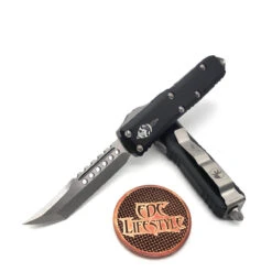 Microtech UTX-85 719-10 Black Hellhound Tanto Stonewash