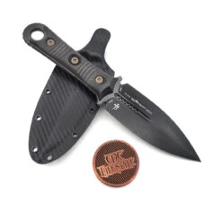 Microtech/Borka Blades 201-1DLCCFS SBD Fixed Blade DLC Double Edge Dagger Blade, Carbon Fiber Handles, Kydex Sheath