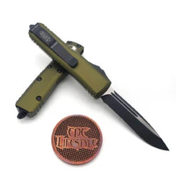 Microtech UTX-85 231-2OD OD Green Single Edge Partial Serrated Black Standard