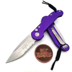 Microtech L.U.D.T. 135-11PU Purple Stonewash Standard Partial Serrated LUDT