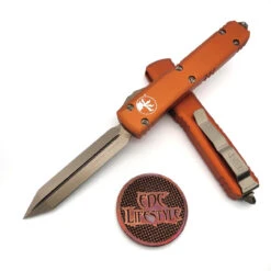 Microtech Ultratech 223-13OR Orange Bronzed Standard Spartan Double Edge