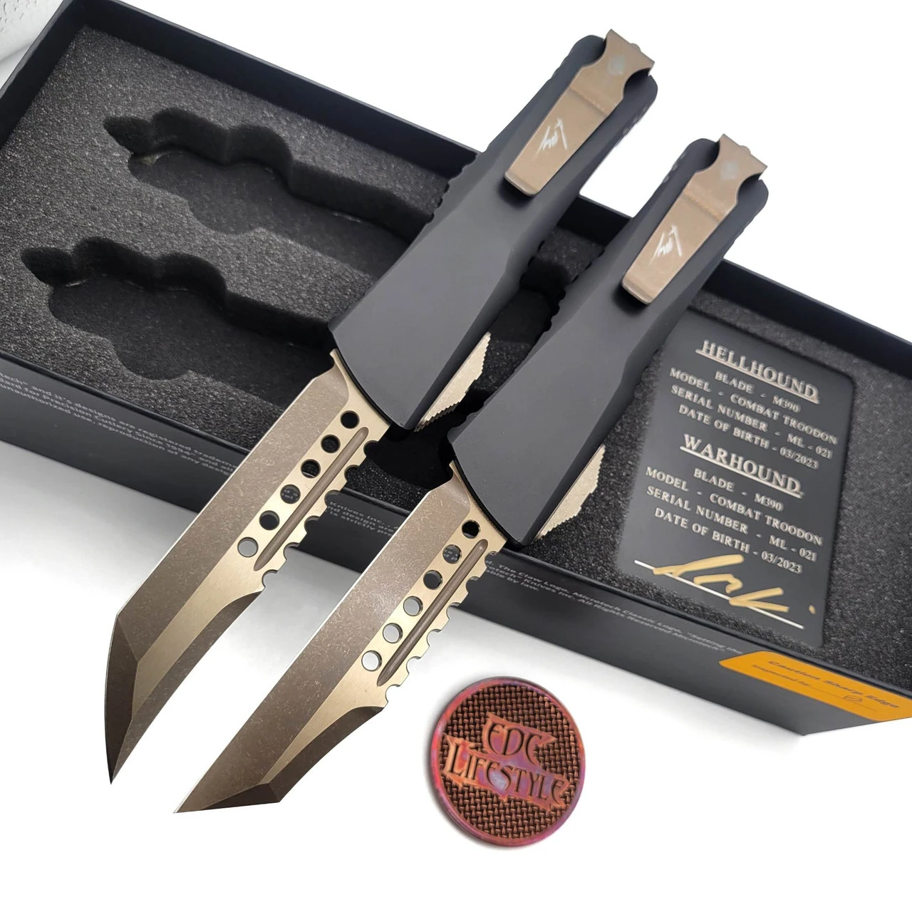 Microtech Combat Troodon 219-13SETMLS Molan Labe Hellhound Tanto Bronzed Signature Series 2 Microtech Combat Troodon 219-13SETMLS Molan Labe Hellhound Tanto Bronzed Signature Series - Image 2