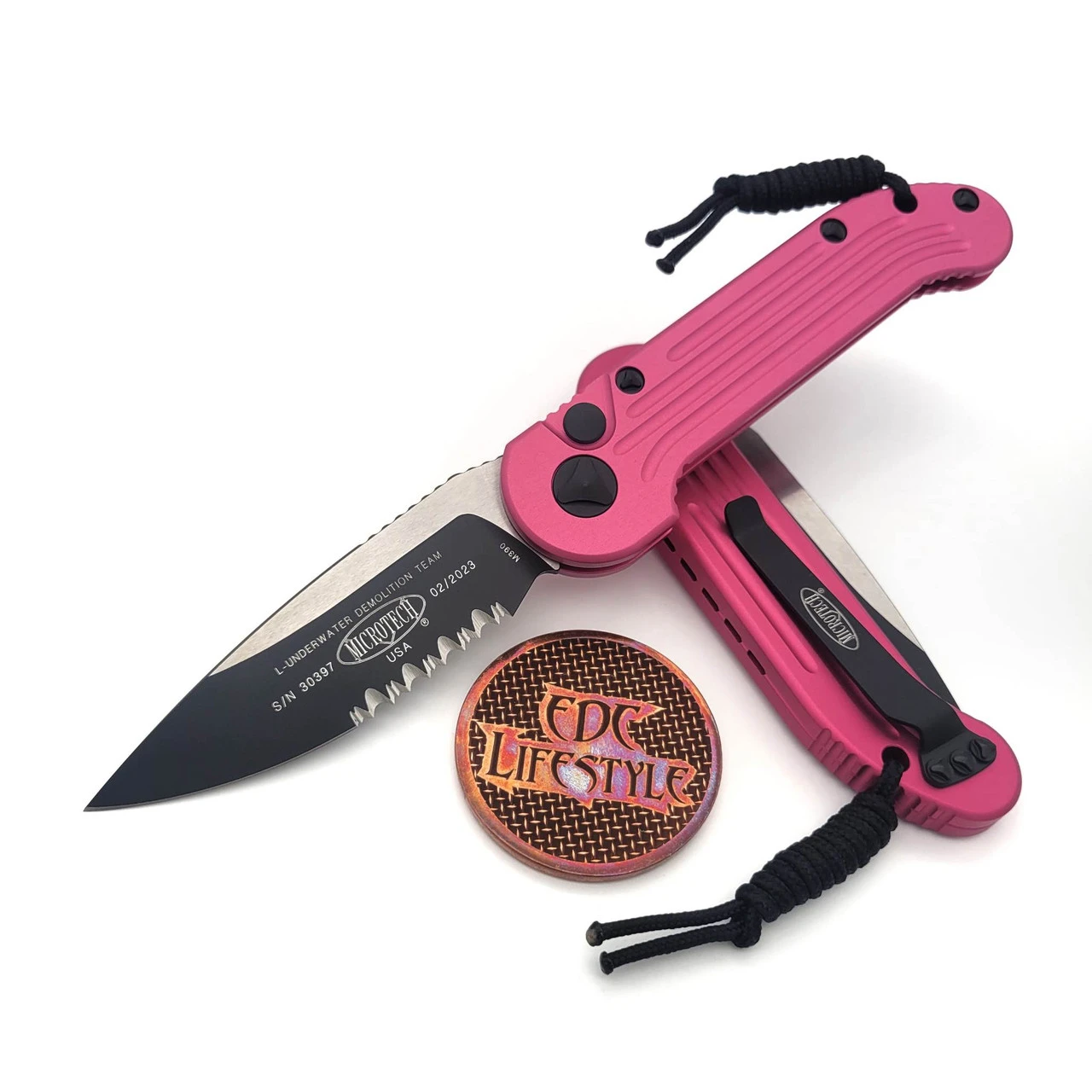Microtech L.U.D.T. 135-2PK Pink Standard LUDT Partial Serrated Two Tone 1 Microtech L.U.D.T. 135-2PK Pink Standard LUDT Partial Serrated Two Tone
