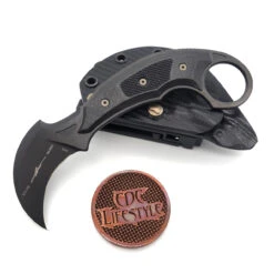 Microtech/Bastinelli Iconic DLC Karambit Fixed Blade Right Hand 118-1DLCCFSR