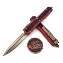 Microtech Makora 206-13RDS Red Black Traction Inlay Bronze Double Edge