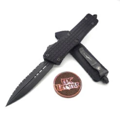 Microtech Combat Troodon142-3CT-DS Delta D/E Frag Fluted DLC Full Serrated DLC HW Nickel Boron Internals
