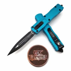 Microtech 225-1TQ Turquoise Dirac Double Edge Black Standard
