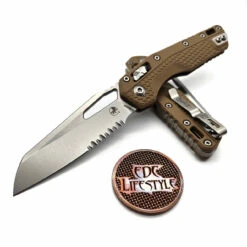 Microtech MSI S/E Tri-Grip Injection Molded Dark Earth Partial Serrated Stonewash 210T-11IMDE