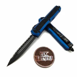 Microtech Makora 206-3BLS Blue Double Edge Full Serrated Black Standard