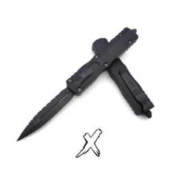 Microtech 225-3DLCTSH Dirac Shadow DLC Double Edge Full Serrated