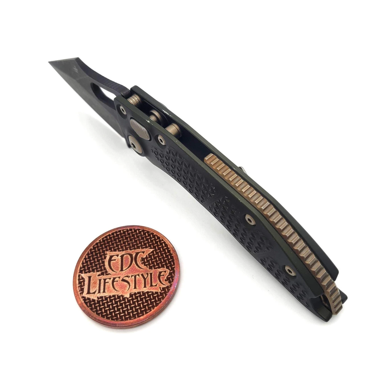 Microtech Knives A S/E Auto Stitch 169-1DLCOD OD Green DLC Single Edge - Pre-owned 8 Microtech Knives A S/E Auto Stitch 169-1DLCOD OD Green DLC Single Edge - Pre-owned - Image 8