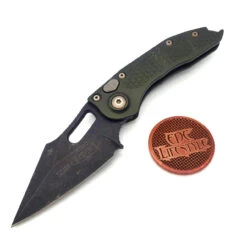 Microtech Knives A S/E Auto Stitch 169-1DLCOD OD Green DLC Single Edge - Pre-owned