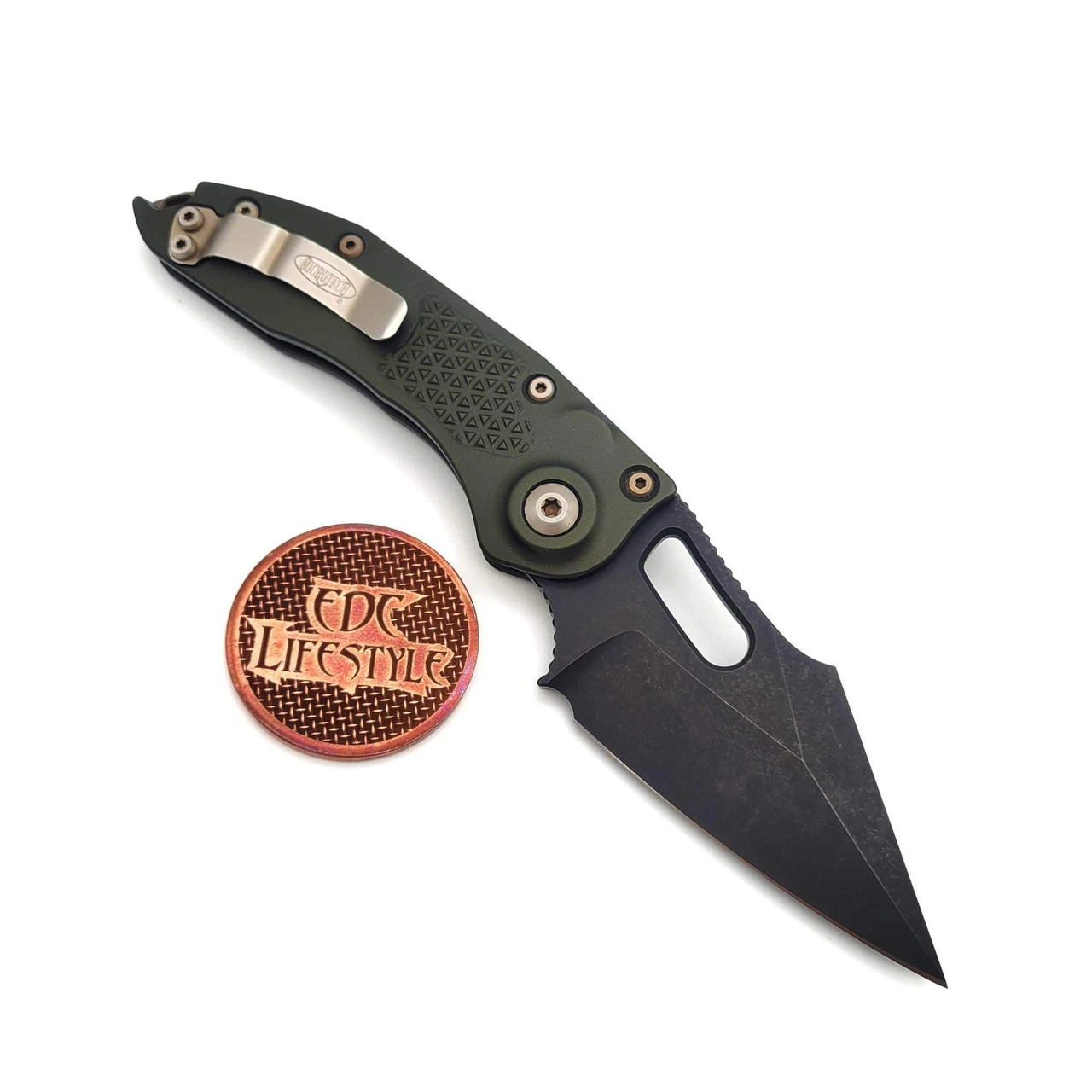 Microtech Knives A S/E Auto Stitch 169-1DLCOD OD Green DLC Single Edge - Pre-owned 7 Microtech Knives A S/E Auto Stitch 169-1DLCOD OD Green DLC Single Edge - Pre-owned - Image 7