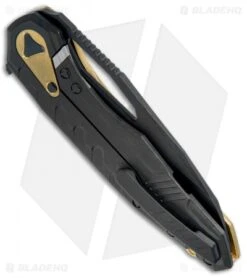 Microtech Sigil MK6 Frame Lock Knife Brass/Black (3.75" DLC Serr) -Microtech Shop MICROTECH SIGIL MK6 FL BRASS BLACK DLC SERR 196 2 DLCBR BHQ 76137 JR side 2