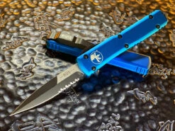 Microtech Ultratech Bayonet OTF Automatic Knife Blue Serrated Standard