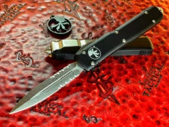 Microtech Ultratech OTF Automatic Knife Double Edge Stonewashed Partially Serrated