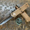 Microtech Troodon Double Edge Full Serrated Tan