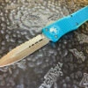 Microtech Combat Troodon Double Edge Satin Full Serrated Turquoise