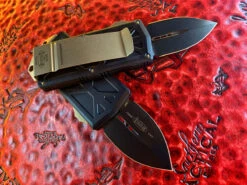 Microtech Exocet Double Edge DLC Standard W/ Bronze Hardware