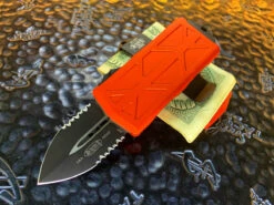 Microtech Exocet Double Edge Part Serrated Orange