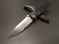 Microtech Socom Elite Single Edge Stonewashed Part Serrated