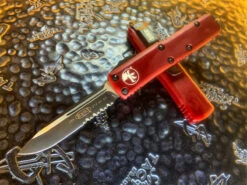 Microtech UTX-85 Single Edge Part Serrated Merlot