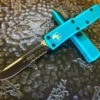Microtech UTX-85 Single Edge Part Serrated Turquoise