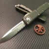 Microtech UTX85 Single Edge Satin Part Serrated OD Green