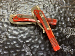 Microtech Siphon II Red Stainless Steel W/ Bronzed Accents