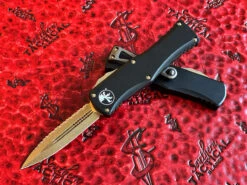 Microtech Hera OTF Automatic Knife Double Edge Bronze Full Serrated