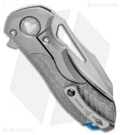 Marfione Custom Protocol Ti Bolster W/ Silvertwill CF Handle. (3" Satin) -Microtech Shop Marfione Custom Protocol Ti Bolster w Silvertwill CF Handle 3 SW BHQ 124738 LS Side