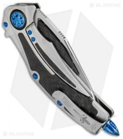 Marfione Custom Super Matrix-R Knife Titanium/Carbon Fiber (3.75" Mirror/CF) -Microtech Shop Marfione Custom Super Matrix R MP CF Hand Rubbed Blue Ti BHQ 68377 jr side